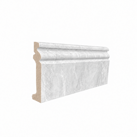 Plintă decorativă, polimer rigid, Naimeed D6699ALB, Alb, 230 × 10 × 1.5 cm