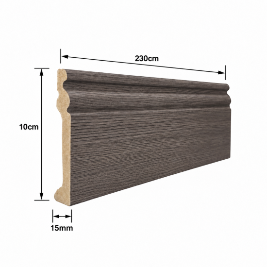 Plintă decorativă, polimer rigid, Naimeed D6699GRI, Gri, 230 × 10 × 1.5 cm