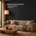 Set 6 Panouri riflaj acustic decorativ, MDF si pasla, Naimeed D7103, 270x30x1.8cm, Gri inchis