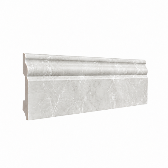 Plintă decorativă, polimer rigid, Naimeed D8108ALB, Alb, 230 × 6 × 1.1 cm
