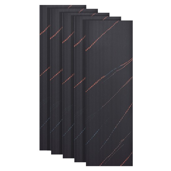 Set 5 panouri decorative, riflaj, polimer rigid, Naimeed D5464, 270x30x0.5cm, Negru