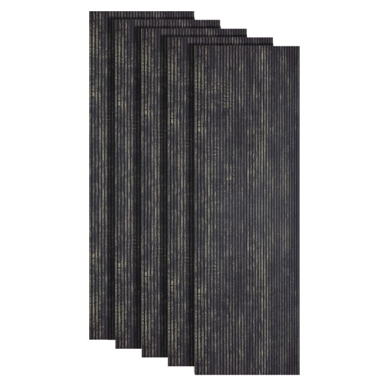 Set 5 panouri decorative, riflaj, polimer rigid, Naimeed D5468, 270x30x0.5cm, Negru