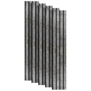 Set 5 panouri decorative, riflaj, polimer rigid, Naimeed D5472, 270x16x1cm, Gri