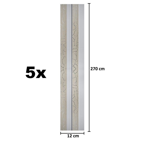 Set 5 panouri decorative, riflaj, polimer rigid, Naimeed D5474, 270x12x2cm, Alb