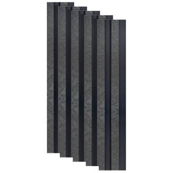 Set 5 panouri decorative, riflaj, polimer rigid, Naimeed D5478, 270x12x2cm, Negru
