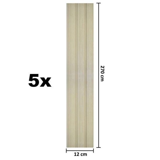 Set 5 panouri decorative, riflaj, polimer rigid, Naimeed D5482, 270x12x1cm, Crem deschis Set 5 panouri decorative, riflaj, polimer rigid, Naimeed D5482, 270x12x1cm, Crem deschis