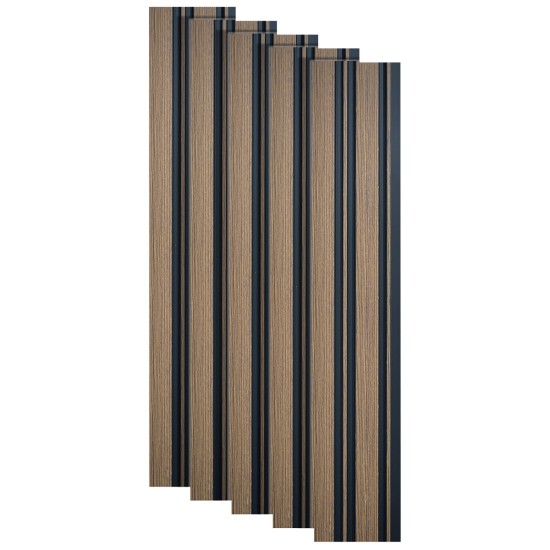 Set 5 panouri decorative, riflaj, polimer rigid, Naimeed D5489, 270x12x1cm, Maro