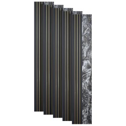 Set 5 panouri decorative, riflaj, polimer rigid, Naimeed D5499, 270x16x1cm, Negru