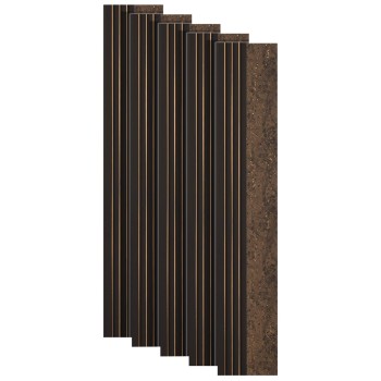 Set 5 panouri decorative, riflaj, polimer rigid, Naimeed D5502, 270x16x1cm, Maro