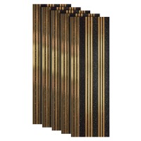 Set 5 panouri decorative, riflaj, polimer rigid, Naimeed D5504, 270x30x0.5cm, Negru/Auriu