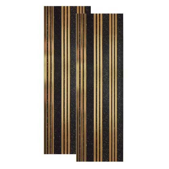 Set 5 panouri decorative, riflaj, polimer rigid, Naimeed D5504, 270x30x0.5cm, Negru/Auriu