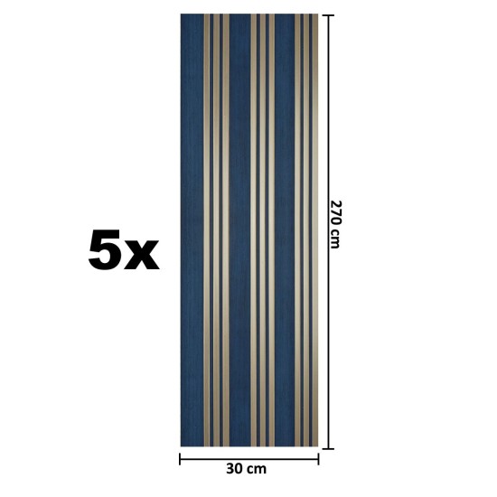 Set 5 panouri decorative, riflaj, polimer rigid, Naimeed D5508, 270x30x0.5cm, Turcoaz/Auriu Set 5 panouri decorative, riflaj, polimer rigid, Naimeed D5508, 270x30x0.5cm, Turcoaz/Auriu