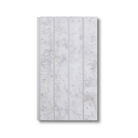 Panou decorativ, riflaj, polimer rigid, Naimeed D7623, Dimensiuni 270x16.5x1.1cm, Alb/Auriu