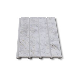 Panou decorativ, riflaj, polimer rigid, Naimeed D7623, Dimensiuni 270x16.5x1.1cm, Alb/Auriu