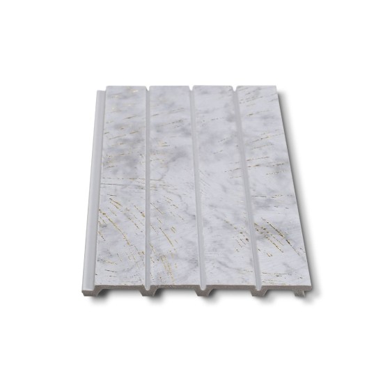 Panou decorativ, riflaj, polimer rigid, Naimeed D7623, Dimensiuni 270x16.5x1.1cm, Alb/Auriu