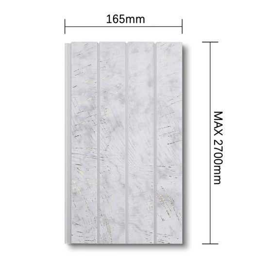 Panou decorativ, riflaj, polimer rigid, Naimeed D7623, Dimensiuni 270x16.5x1.1cm, Alb/Auriu