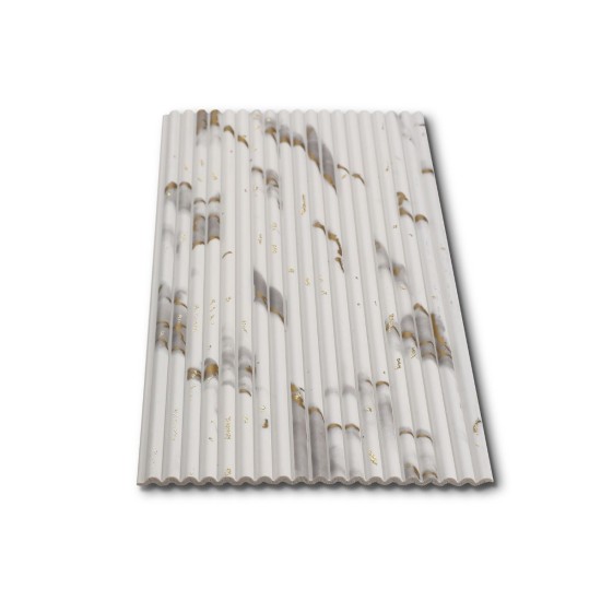 Panou decorativ, riflaj, polimer rigid, Naimeed D7625, Dimensiuni 270x15.2x0.5cm, Alb Royal