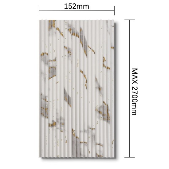 Panou decorativ, riflaj, polimer rigid, Naimeed D7625, Dimensiuni 270x15.2x0.5cm, Alb Royal