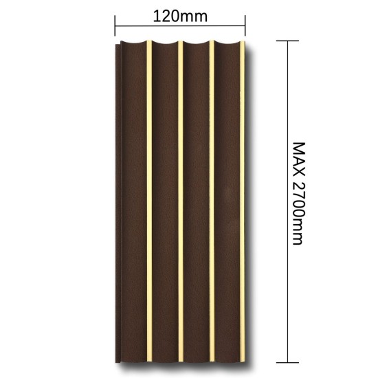 Panou decorativ, riflaj, polimer rigid, Naimeed D7628, Dimensiuni 270x12x1cm, Maro ciocolatiu