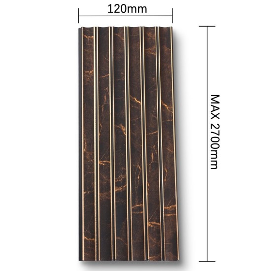 Panou decorativ, riflaj, polimer rigid, Naimeed D7632, Dimensiuni 270x12x0.55cm, Negru Bronz