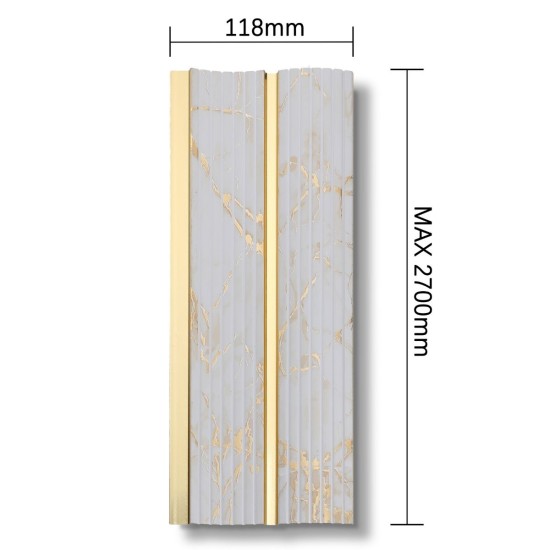 Panou decorativ, riflaj, polimer rigid, Naimeed D7633, Dimensiuni 270x11.8x1.2cm, Alb Imperial