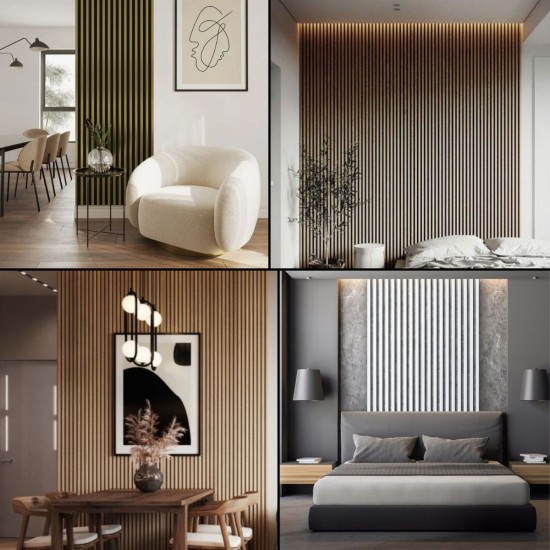 Panou decorativ, riflaj, polimer rigid, Naimeed D7629, Dimensiuni 270x11.6x0.6cm, Maro deschis