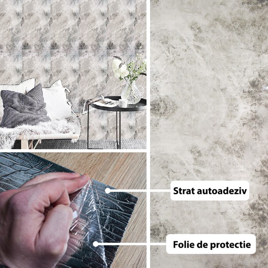 Rola panou autoadeziv, Naimeed D5696, design modern, 2mm grosime, 60x300cm, Gri