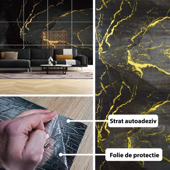 Rola panou autoadeziv, Naimeed D5708, design modern, 2mm grosime, 60x300cm, Negru