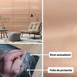 Rola panou autoadeziv, Naimeed D5712, design modern, 2mm grosime, 60x300cm, Cupru