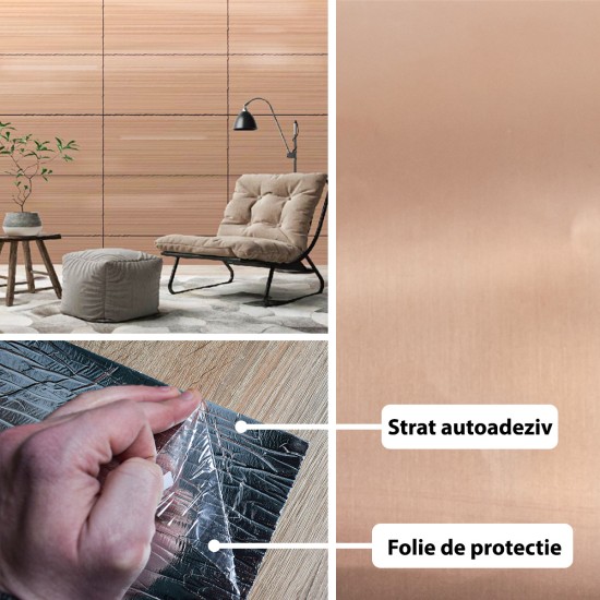Rola panou autoadeziv, Naimeed D5712, design modern, 2mm grosime, 60x300cm, Cupru Rola panou autoadeziv, Naimeed D5712, design modern, 2mm grosime, 60x300cm, Cupru