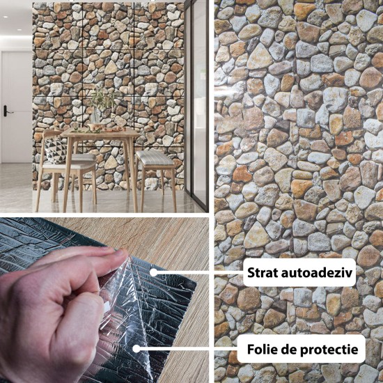 Rola panou autoadeziv, Naimeed D5718, design modern, 2mm grosime, 60x300cm, Piatra