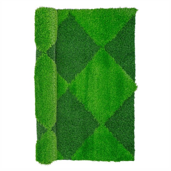 Covor gazon artificial, Naimeed D6543, model romburi,  pentru decorare interioara sau exterioara, Verde, 1000x900x30mm
