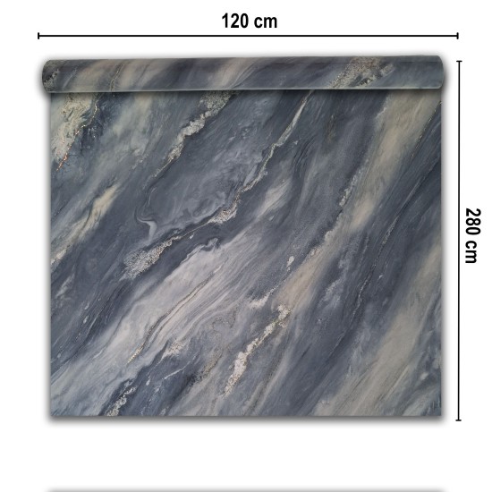 Rola panou autoadeziv, PET premium, cu pelicula protectoare, Naimeed D7407, design modern, 2.5mm grosime, 120x280cm, Gri