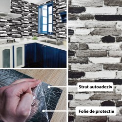 Rola panou autoadeziv, Naimeed D5683, design modern, 2mm grosime, 60x300cm, Alb/Negru