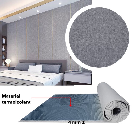 Rola tapet autoadeziv, panzat, 4mm grosime, Naimeed D5725, design elegant, termoizolant, 65x280cm, Gri Rola tapet autoadeziv, panzat, 4mm grosime, Naimeed D5725, design elegant, termoizolant, 65x280cm, Gri
