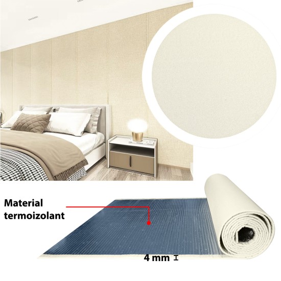 Rola tapet autoadeziv, panzat, 4mm grosime, Naimeed D5726, design elegant, termoizolant, 65x280cm, Crem Rola tapet autoadeziv, panzat, 4mm grosime, Naimeed D5726, design elegant, termoizolant, 65x280cm, Crem
