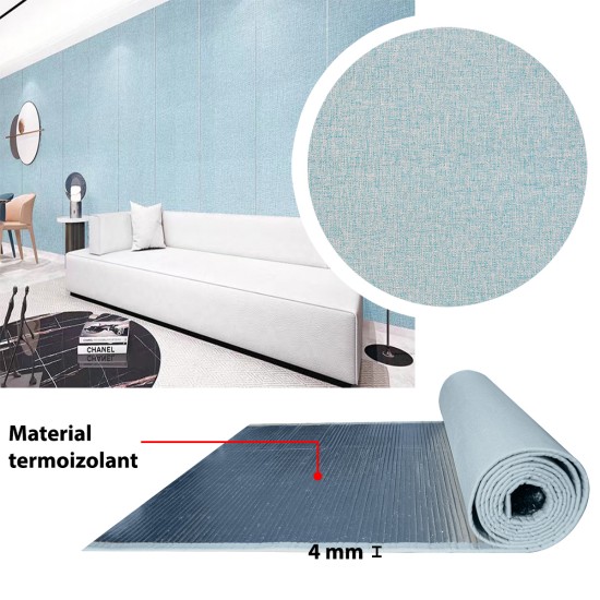 Rola tapet autoadeziv, panzat, 4mm grosime, Naimeed D5729, design elegant, termoizolant, 65x280cm, Albastru Rola tapet autoadeziv, panzat, 4mm grosime, Naimeed D5729, design elegant, termoizolant, 65x280cm, Albastru