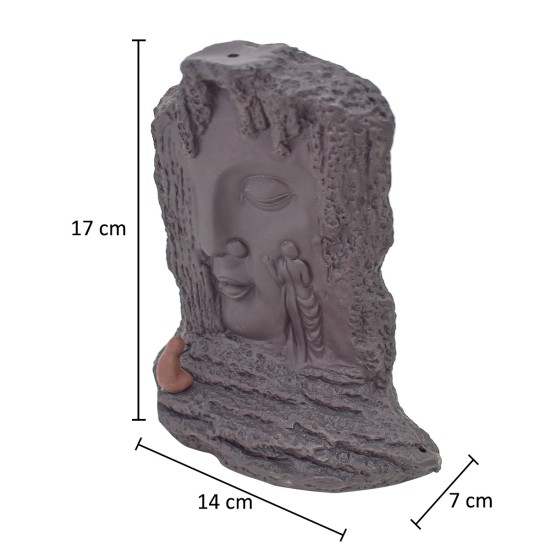 Suport conuri parfumate, Naimeed D5077, cascada de fum, aromaterapie, ceramica, Maro, 14x7x17cm