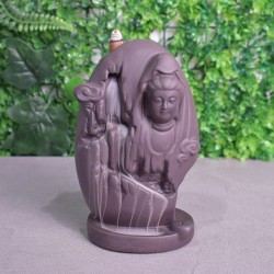 Suport conuri parfumate, Naimeed D5078, cascada de fum, aromaterapie, ceramica, Maro, 10x8x18cm