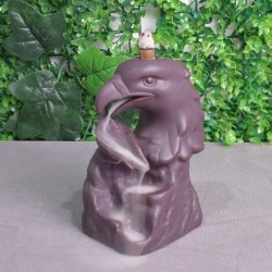 Suport conuri parfumate, Naimeed D5083, cascada de fum, aromaterapie, ceramica, Maro, 9x8x14cm