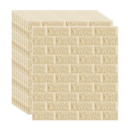 Set 10 x Tapet 3D autoadeziv, Naimeed D3400, model Caramida, 70 x 77 cm, Crem
