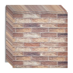 Set 10x Tapet 3D Autoadeziv, rezistent la apa, usor de curatat, 70x77cm, Naimeed D3583, model caramida, Maro/Crem
