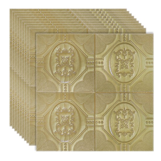 Set 10 x Tapet 3D Autoadeziv, design modern, rezistent la umezeala, usor de curatat, 70x70cm, Naimeed D4748, Auriu Set 10 x Tapet 3D Autoadeziv, design modern, rezistent la umezeala, usor de curatat, 70x70cm, Naimeed D4748, Auriu