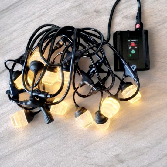 Ghirlanda luminoasa, solara, decorativa, interconectabila, Naimeed D6095, 5m, 10 Becuri LED, Lumina Alb Cald