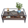 Masuta de cafea, blat din sticla, 4 compartimente, Naimeed N-175, Stejar Inchis, 100x55x42cm Masuta de cafea, blat din sticla, 4 compartimente, Naimeed N-175, Stejar Inchis, 100x55x42cm