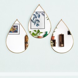 Set 3 Oglinzi Decorative, Naimeed D4604G, Auriu, 19x1x28 cm