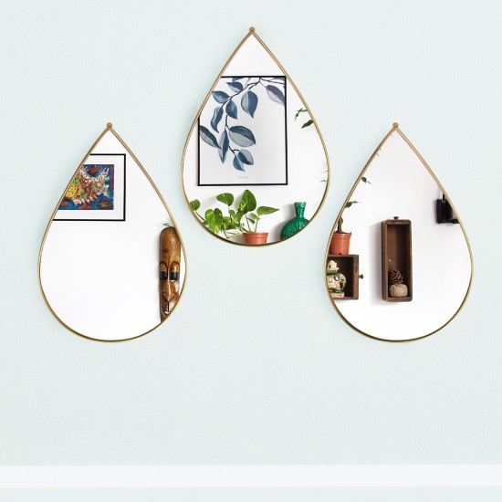 Set 3 Oglinzi Decorative, Naimeed D4604G, Auriu, 19x1x28 cm