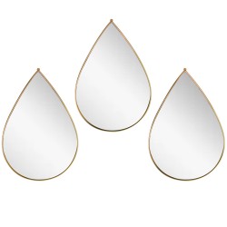 Set 3 Oglinzi Decorative, Naimeed D4604G, Auriu, 19x1x28 cm