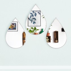 Set 3 Oglinzi Decorative, Naimeed D4604S, Argintiu, 19x1x28 cm