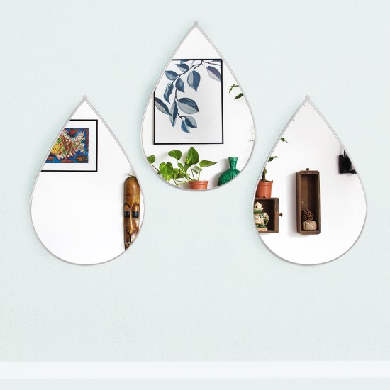 Set 3 Oglinzi Decorative, Naimeed D4604S, Argintiu, 19x1x28 cm